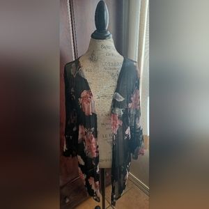 Moral Fiber Black Sheer Floral Cardigan